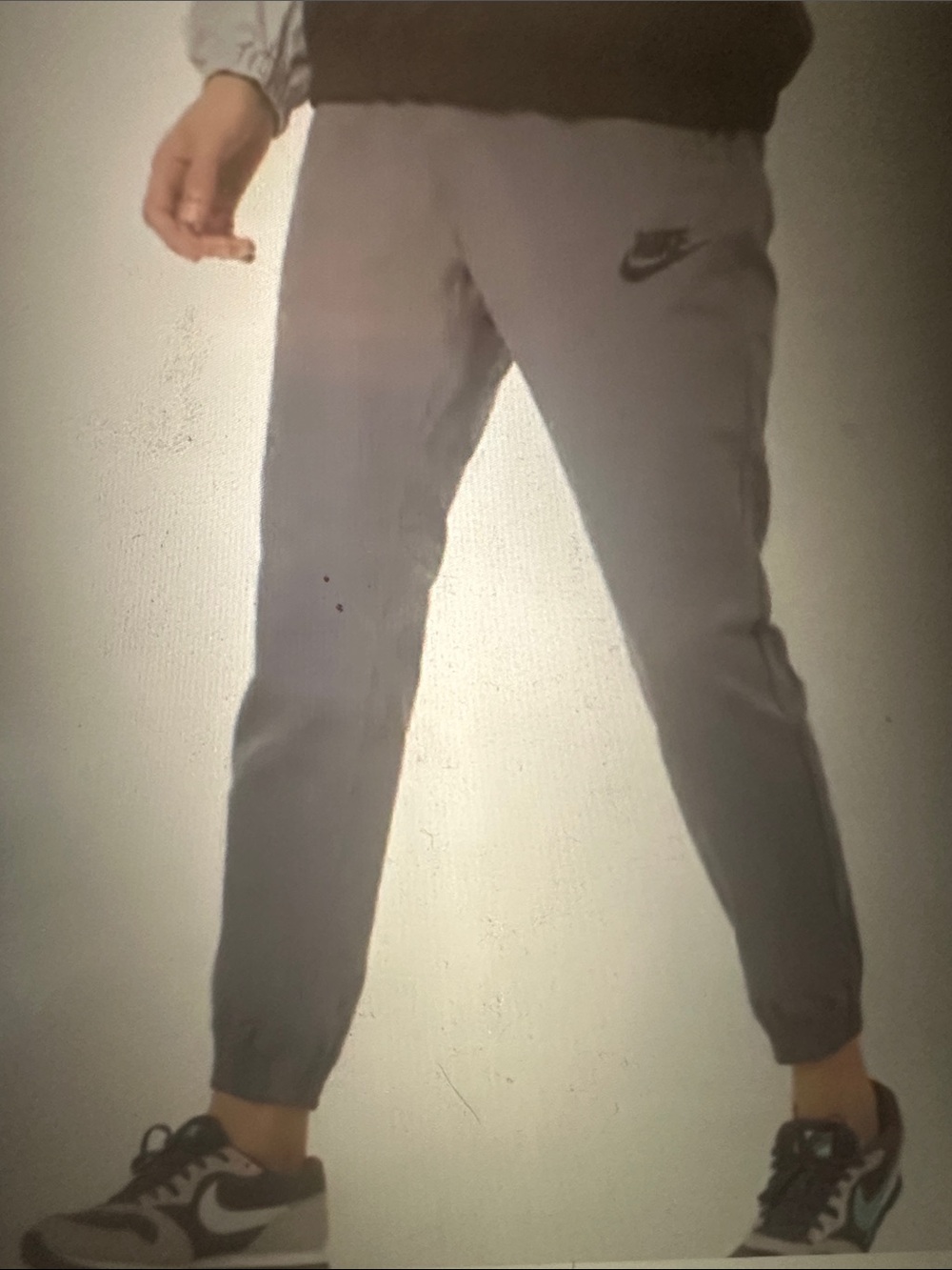 NWT Men’s Nike Gray Jogger Pants with Black Swoosh, size XL